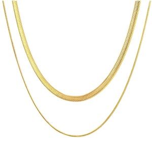 LAYERED NECKLACE, 18K GOLD PLATED STEEL